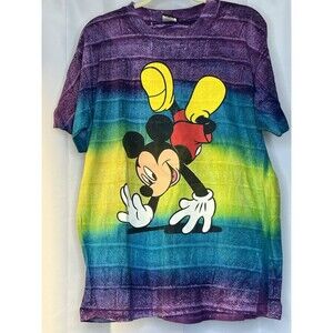 Vintage 90s Disney Mickey Unlimited Mouse Tie Dye Shirt Large Mickey Hand Stand
